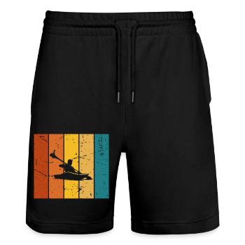 Vintage Geschenk Kajak - Stanley/Stella Unisex Bio Joggingshorts Trainer  - Schwarz - Vorne - Nik (191cm) & Marisol (170cm)