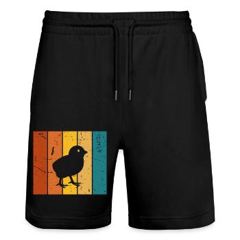 Chick gift Vintage - Stanley/Stella Trainer Unisex Organic Jogging Shorts - black - Front - Nik (191cm) & Marisol (170cm)