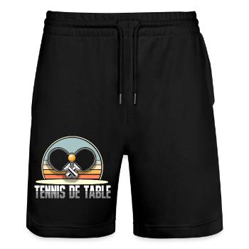 Ping-pong - Short de jogging bio TRAINER Stanley/Stella unisexe - noir - Devant - Nik (191cm) & Marisol (170cm)