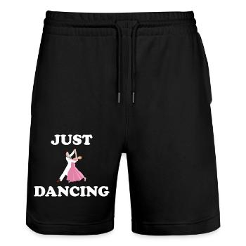 Dancing Dance Music - Stanley/Stella Unisex Bio Joggingshorts Trainer  - Schwarz - Vorne - Nik (191cm) & Marisol (170cm)