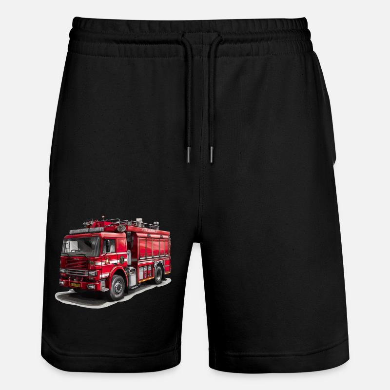Mit dem Feuerwehrauto Brände bekämpfen - Stanley/Stella Unisex Bio Joggingshorts Trainer  - Schwarz