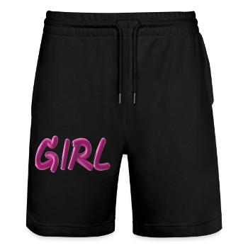 Fille - Short de jogging bio TRAINER Stanley/Stella unisexe - noir - Devant - Nik (191cm) & Marisol (170cm)