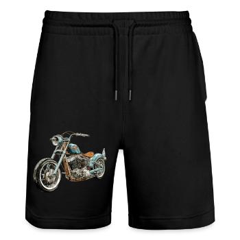 Ewiger Chopper - Stanley/Stella Unisex Bio Joggingshorts Trainer  - Schwarz - Vorne - Nik (191cm) & Marisol (170cm)