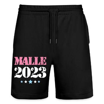 Malle 2023 - Short de jogging bio TRAINER Stanley/Stella unisexe - noir - Devant - Nik (191cm) & Marisol (170cm)