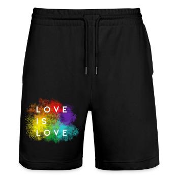 Liebe ist Liebe - Stanley/Stella Unisex Bio Joggingshorts Trainer  - Schwarz - Vorne - Nik (191cm) & Marisol (170cm)