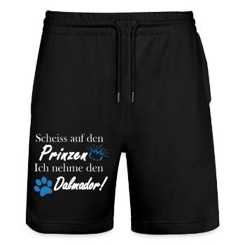 Scheiss auf den Prinzen, ich nehme den Dalmador! - Stanley/Stella Unisex Bio Joggingshorts Trainer  - Schwarz - Vorne - Nik (191cm) & Marisol (170cm)