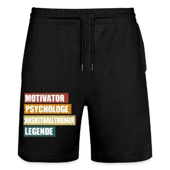 Lustiger Basketballtrainer Spruch - Stanley/Stella Unisex Bio Joggingshorts Trainer  - Schwarz - Vorne - Nik (191cm) & Marisol (170cm)