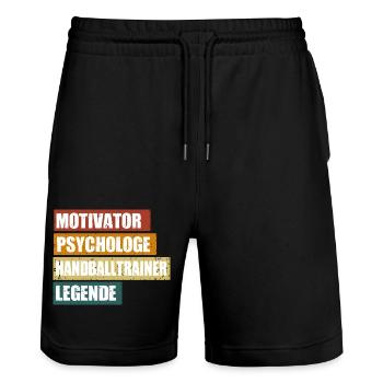 Handballtrainer Spruch - Stanley/Stella Unisex Bio Joggingshorts Trainer  - Schwarz - Vorne - Nik (191cm) & Marisol (170cm)