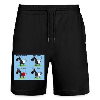 Zebra - Stanley/Stella Unisex Bio Joggingshorts Trainer  - Schwarz - Vorne - Nik (191cm) & Marisol (170cm)