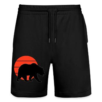 Vitage Bär Retro Sonnenuntergang - Stanley/Stella Unisex Bio Joggingshorts Trainer  - Schwarz - Vorne - Nik (191cm) & Marisol (170cm)