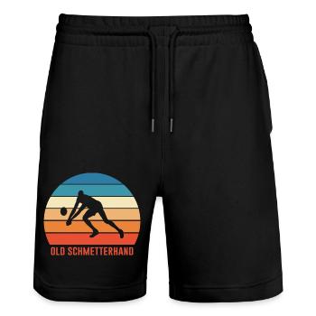 Volleyball Old Schmetterhand Retro - Stanley/Stella Unisex Bio Joggingshorts Trainer  - Schwarz - Vorne - Nik (191cm) & Marisol (170cm)
