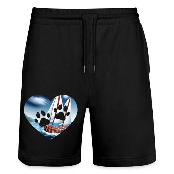 Segeln Segelsport Hund Segler Segelschiff Hunde - Stanley/Stella Unisex Bio Joggingshorts Trainer  - Schwarz - Vorne - Nik (191cm) & Marisol (170cm)