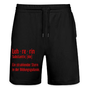 Lehrerin Lehrerinnen Schule Pädagogin Unterricht - Stanley/Stella Unisex Bio Joggingshorts Trainer  - Schwarz - Vorne - Nik (191cm) & Marisol (170cm)