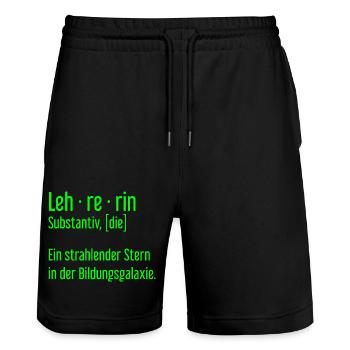 Lehrerin Lehrerinnen Schule Pädagogin Unterricht - Stanley/Stella Unisex Bio Joggingshorts Trainer  - Schwarz - Vorne - Nik (191cm) & Marisol (170cm)