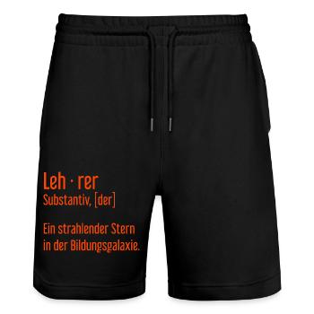 Lehrer Dozenten Schule Pädagoge Unterricht - Stanley/Stella Unisex Bio Joggingshorts Trainer  - Schwarz - Vorne - Nik (191cm) & Marisol (170cm)