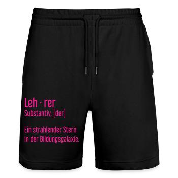 Lehrer Dozenten Schule Pädagoge Unterricht - Stanley/Stella Unisex Bio Joggingshorts Trainer  - Schwarz - Vorne - Nik (191cm) & Marisol (170cm)