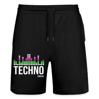 Techno - Stanley/Stella Trainer Unisex Organic Jogging Shorts - black - Front - Nik (191cm) & Marisol (170cm)
