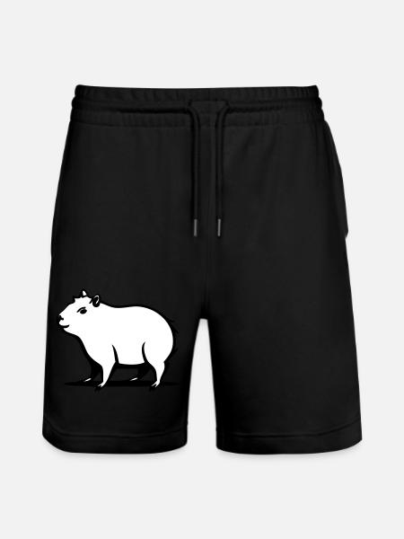 En söt capybara i en tecknad stam - Ekologiska joggingshorts Trainer unisex från Stanley/Stella - svart