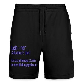 Lehrer Dozenten Schule Pädagoge Unterricht - Stanley/Stella Unisex Bio Joggingshorts Trainer  - Schwarz - Vorne - Nik (191cm) & Marisol (170cm)