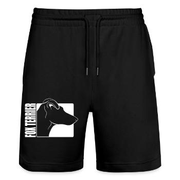 Smooth Fox Terrier Profile Wilsigns Dogs Dog - Stanley/Stella Trainer Unisex Organic Jogging Shorts - black - Front - Nik (191cm) & Marisol (170cm)