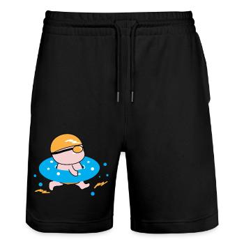 Glücklicher Junge genießt das Schwimmen - Stanley/Stella Unisex Bio Joggingshorts Trainer  - Schwarz - Vorne - Nik (191cm) & Marisol (170cm)