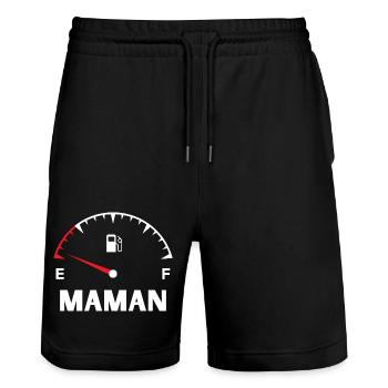 Mama Papa Baby sortiert - Stanley/Stella Unisex Bio Joggingshorts Trainer  - Schwarz - Vorne - Nik (191cm) & Marisol (170cm)