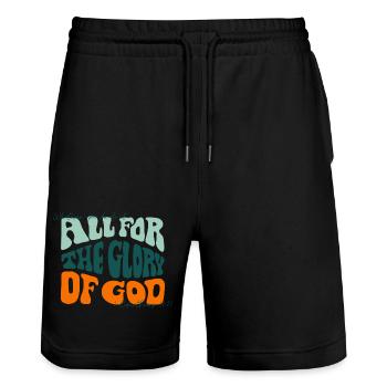 Tout pour la gloire de Dieu - UNITED - Short de jogging bio TRAINER Stanley/Stella unisexe - noir - Devant - Nik (191cm) & Marisol (170cm)