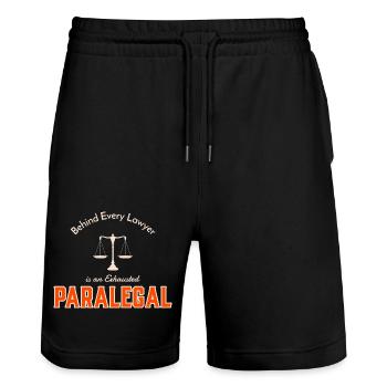 Hinter jedem Anwalt steht ein erschöpfter Rechtsanwaltsfachangestellter - Stanley/Stella Unisex Bio Joggingshorts Trainer  - Schwarz - Vorne - Nik (191cm) & Marisol (170cm)