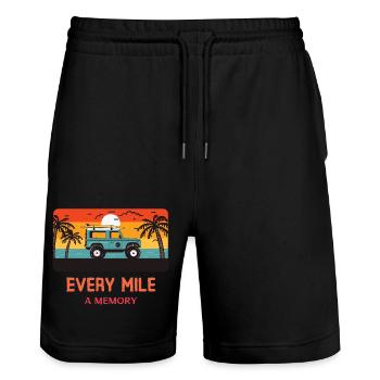 Retro Van Life - Stanley/Stella Trainer Unisex Organic Jogging Shorts - black - Front - Nik (191cm) & Marisol (170cm)