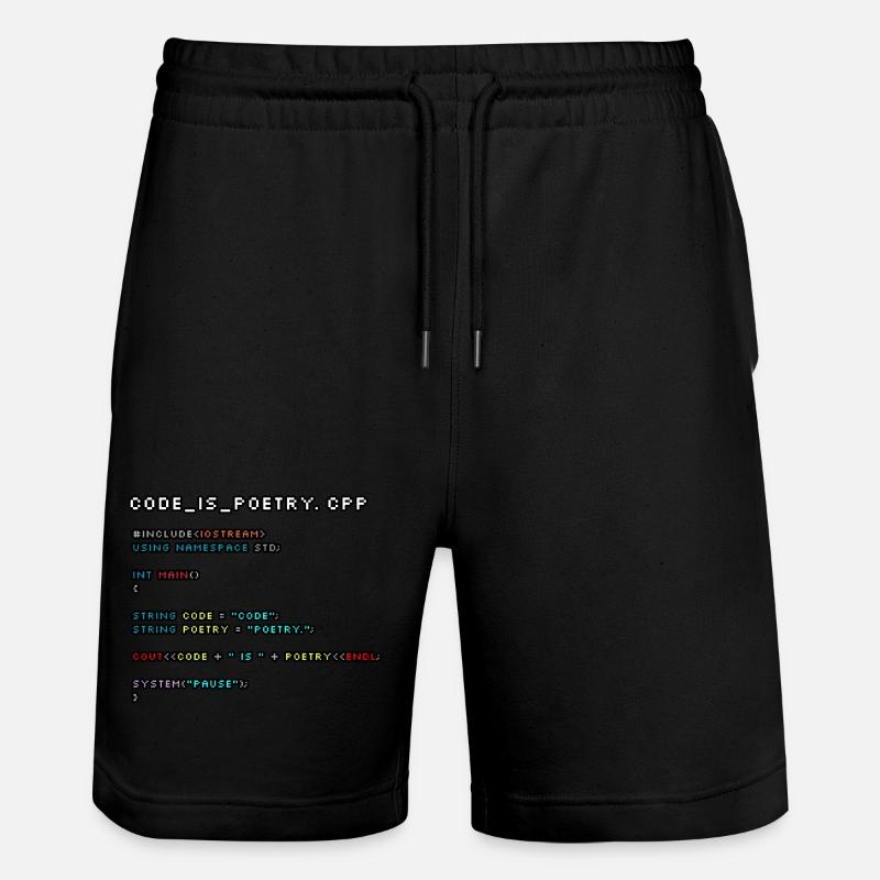 Code is Poetry.CPP - Stanley/Stella Trainer Unisex Organic Jogging Shorts - black
