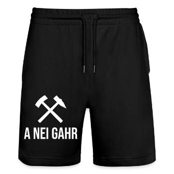 Erzgebirge a nei gahr - Stanley/Stella Unisex Bio Joggingshorts Trainer  - Schwarz - Vorne - Nik (191cm) & Marisol (170cm)