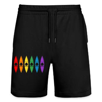 Kayak Ice Canoe Ice Paddle Canoe "River is Calling" - Stanley/Stella Trainer Unisex Organic Jogging Shorts - black - Front - Nik (191cm) & Marisol (170cm)