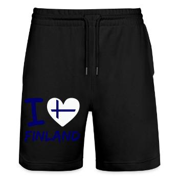 i love finland - Stanley/Stella Unisex Bio Joggingshorts Trainer  - Schwarz - Vorne - Nik (191cm) & Marisol (170cm)