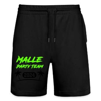 malle party team 2024 - Stanley/Stella Unisex Bio Joggingshorts Trainer  - Schwarz - Vorne - Nik (191cm) & Marisol (170cm)