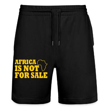 africa is not for sale - Short de jogging bio TRAINER Stanley/Stella unisexe - noir - Devant - Nik (191cm) & Marisol (170cm)