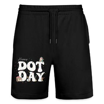 Happy Dot Day Hippie Flowers Gnome Groovy Teacher - Stanley/Stella Trainer Unisex Organic Jogging Shorts - black - Front - Nik (191cm) & Marisol (170cm)