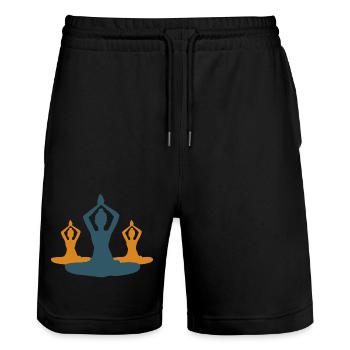 10 Sukhasana oder Genuss-Yoga | Gold-Rubin - Stanley/Stella Unisex Bio Joggingshorts Trainer  - Schwarz - Vorne - Nik (191cm) & Marisol (170cm)