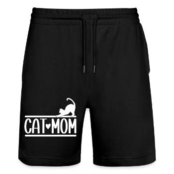 Chat maman J’aime les chats chat maman - Short de jogging bio TRAINER Stanley/Stella unisexe - noir - Devant - Nik (191cm) & Marisol (170cm)