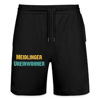 Meidlinger Ureinwohner Wien Österreich Spruch - Stanley/Stella Unisex Bio Joggingshorts Trainer  - Schwarz - Vorne - Nik (191cm) & Marisol (170cm)