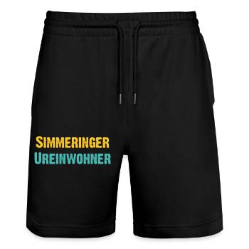 Simmeringer Ureinwohner Wien Österreich Spruch - Stanley/Stella Unisex Bio Joggingshorts Trainer  - Schwarz - Vorne - Nik (191cm) & Marisol (170cm)