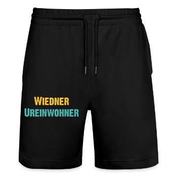 Wiedner Ureinwohner Wien Österreich Spruch - Stanley/Stella Unisex Bio Joggingshorts Trainer  - Schwarz - Vorne - Nik (191cm) & Marisol (170cm)