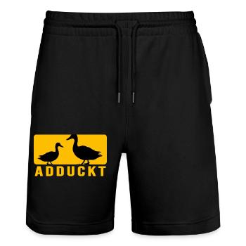 Ente Entensammlung Entenliebhaber "Entensüchtig" - Stanley/Stella Unisex Bio Joggingshorts Trainer  - Schwarz - Vorne - Nik (191cm) & Marisol (170cm)