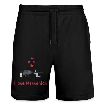 i love merkenich - Stanley/Stella Unisex Bio Joggingshorts Trainer  - Schwarz - Vorne - Nik (191cm) & Marisol (170cm)