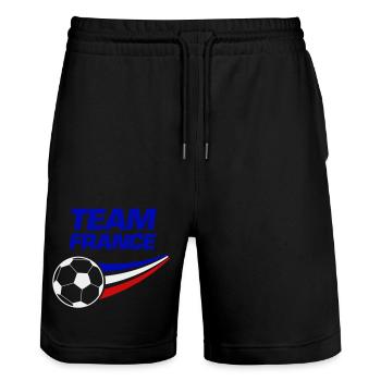 team france soccer - Stanley/Stella Unisex Bio Joggingshorts Trainer  - Schwarz - Vorne - Nik (191cm) & Marisol (170cm)