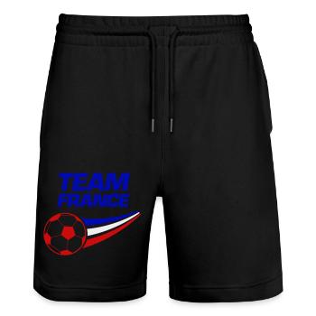 team france soccer - Stanley/Stella Unisex Bio Joggingshorts Trainer  - Schwarz - Vorne - Nik (191cm) & Marisol (170cm)