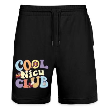 Cool Nicu Club Neonatal Intensive Care Unit Nurse - Stanley/Stella Trainer Unisex Organic Jogging Shorts - black - Front - Nik (191cm) & Marisol (170cm)