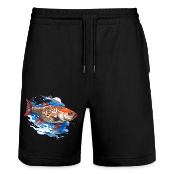 Chub - Stanley/Stella Trainer Unisex Organic Jogging Shorts - black - Front - Nik (191cm) & Marisol (170cm)