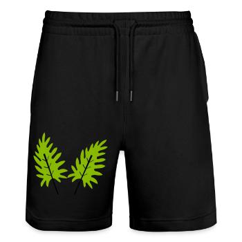 blätter - Stanley/Stella Unisex Bio Joggingshorts Trainer  - Schwarz - Vorne - Nik (191cm) & Marisol (170cm)