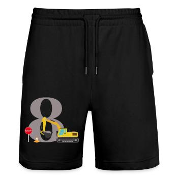 Bagger zum 8-jährigen Jubiläum - Stanley/Stella Unisex Bio Joggingshorts Trainer  - Schwarz - Vorne - Nik (191cm) & Marisol (170cm)