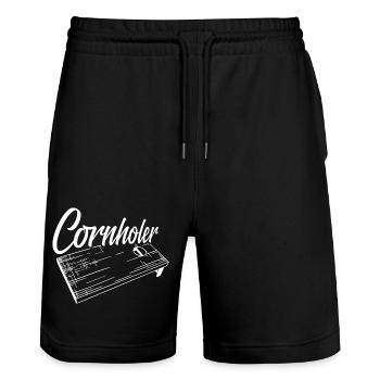 Cornholer Bean Bag Toss Cornhole - Short de jogging bio TRAINER Stanley/Stella unisexe - noir - Devant - Nik (191cm) & Marisol (170cm)